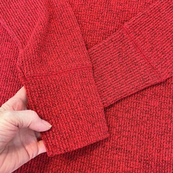Time & Tru szM red and black marbled thermal long sleeve cowl neck sweater EUC - Picture 3 of 10